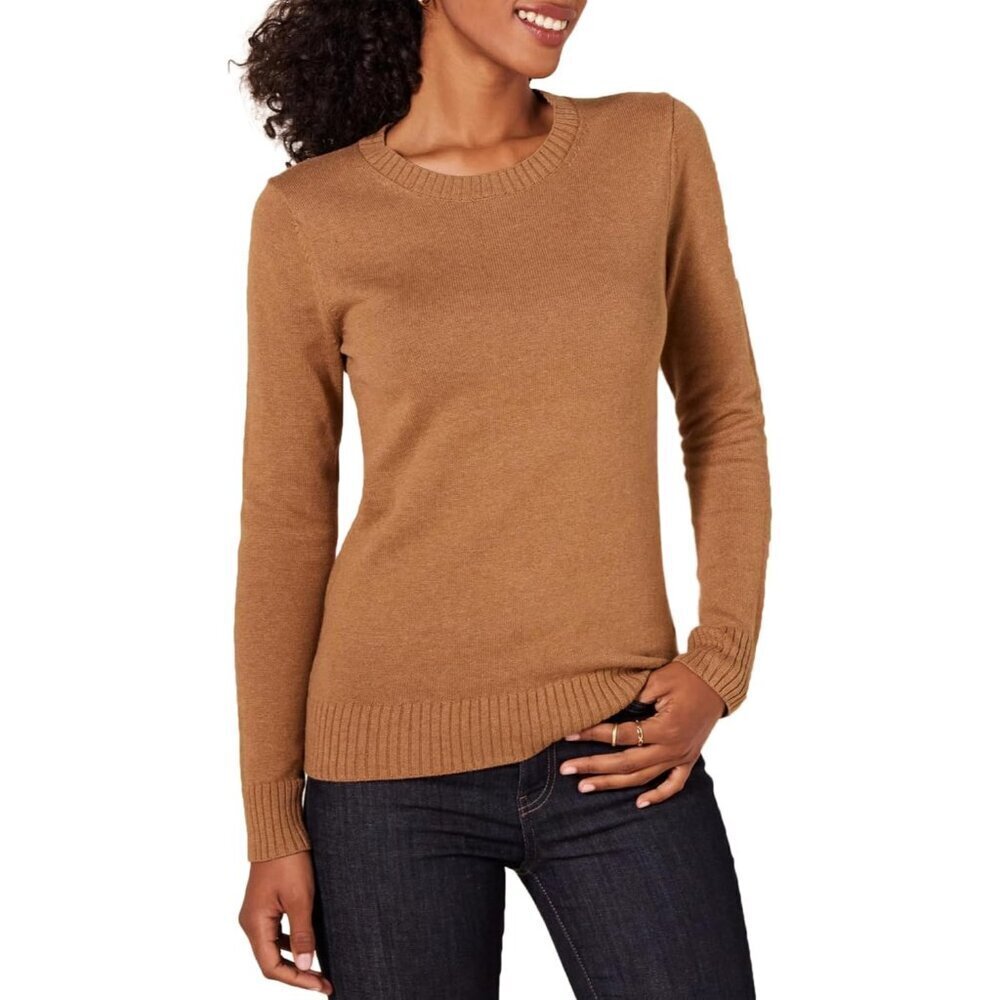 Women's Cotton Crewneck Sweater Large Plus Size Cozy Classic Layering